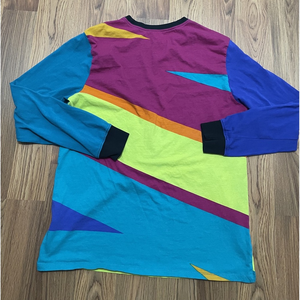 Nike Air T-Shirt Mens Large Retro Geometric Colorblock Long Sleeve Athletic Cut - Picture 11 of 11